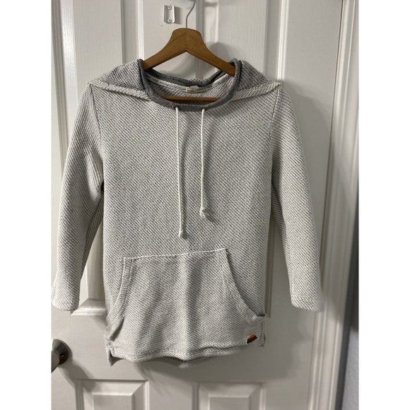 Roxy Women Small Hoodie Sweatshirt Kangaroo Pocket Cream Off White & Gray Beach - Picture 2 of 7